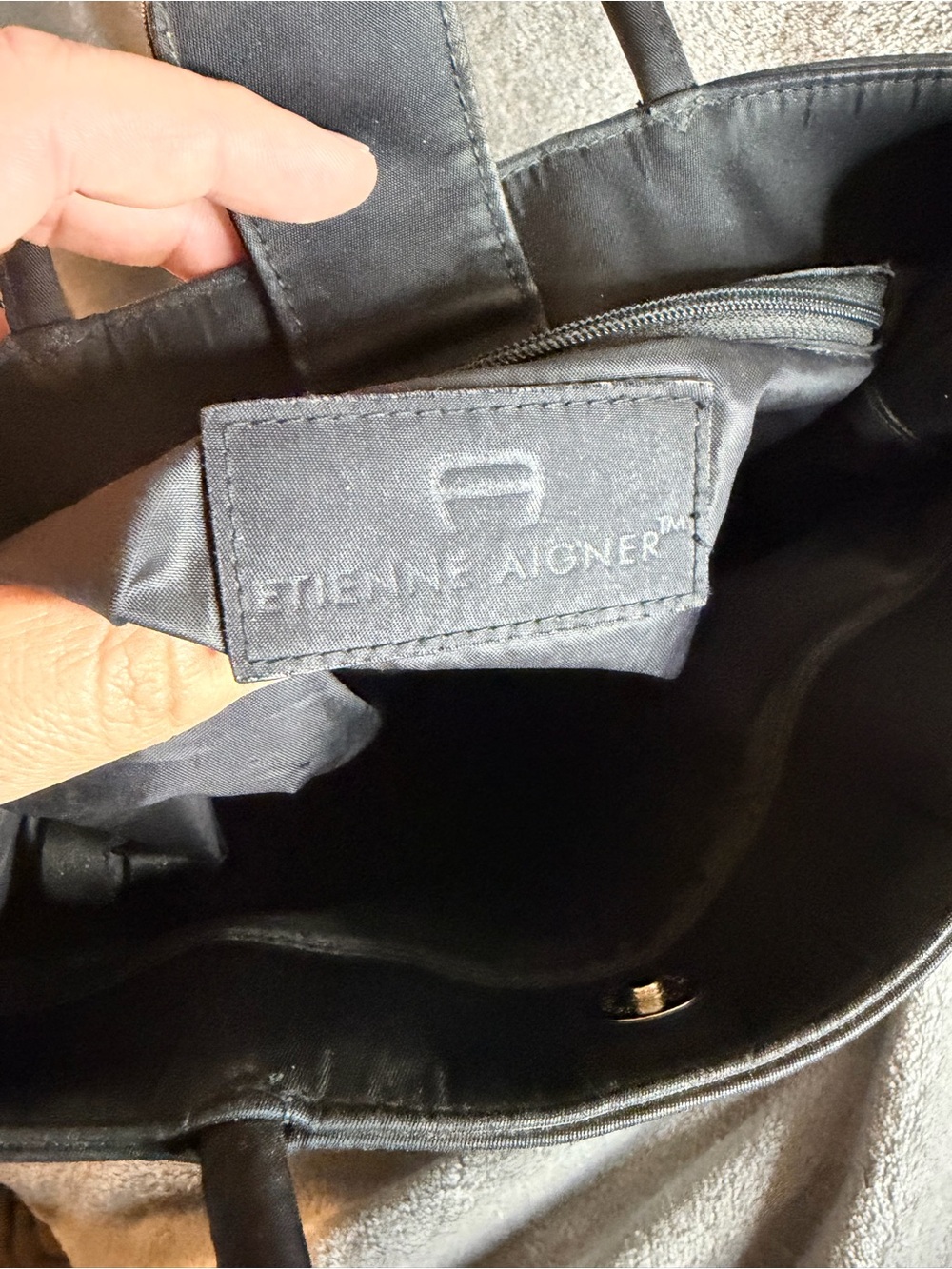 Etienne Aigner Black Tote with Subtle Metal Accent - Picture 9 of 9